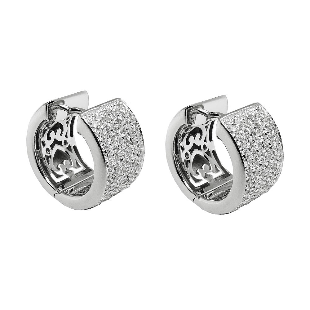 Creolen „17×10 mm Zirkonia Pavé“ Silber 925 – glänzend & rhodiniert