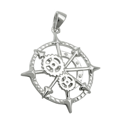 Pendant 22mm nautical measuring instrument silver shiny rhodium-plated 925