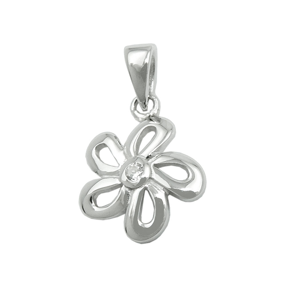 Anhänger „10 mm Blume mit Zirkonia“ Silber 925 – glänzend & rhodiniert