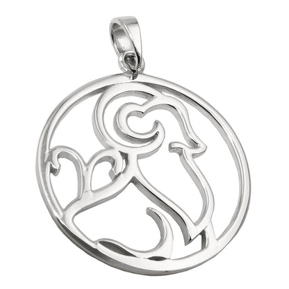 Pendant 21mm zodiac sign Aries shiny rhodium-plated silver 925
