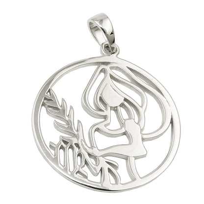 Pendant 21mm zodiac sign Virgo shiny rhodium-plated silver 925