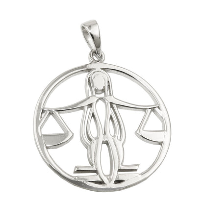 Pendant 21mm zodiac sign Libra shiny rhodium-plated silver 925