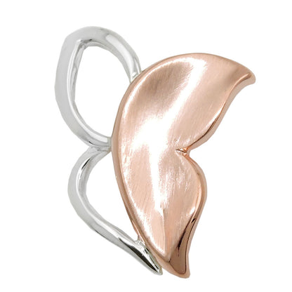 Pendant 23x22mm butterfly bicolor red gold plated rhodium plated silver 925