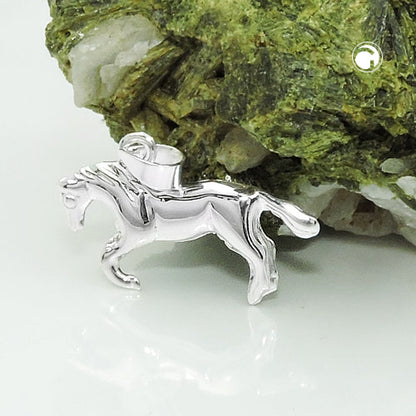 Pendant 12x23mm horse shiny silver 925