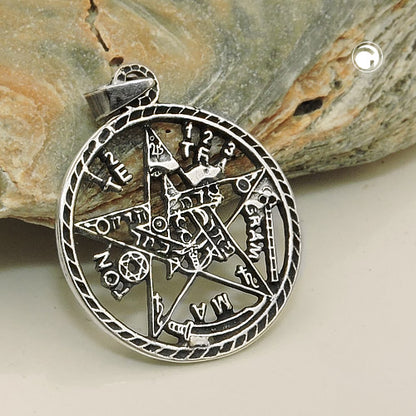 Pendant 21mm pentagram amulet blackened silver 925