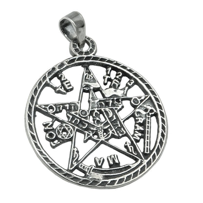 Pendant 21mm pentagram amulet blackened silver 925
