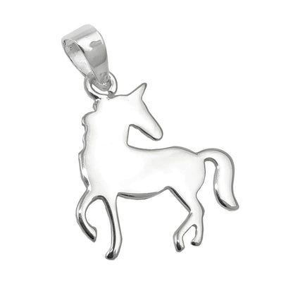Pendant 16x14mm unicorn flat shiny silver 925