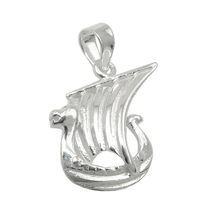 Pendant 17x11mm small Viking ship shiny silver 925