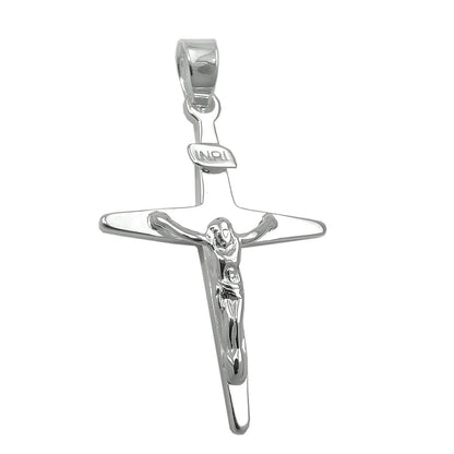 Pendant 25x17mm cross with Jesus shiny silver 925
