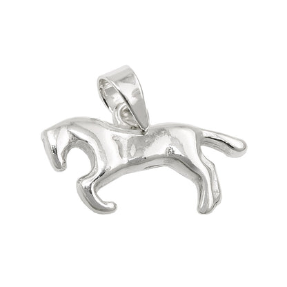 Pendant 9x17mm horse small shiny silver 925