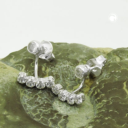 Stud earrings 10x9mm 2-part with zirconias silver 925