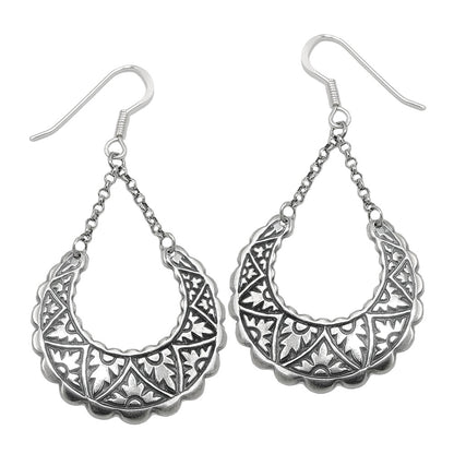 Ear hook earring 53x25mm Orient blackened silver 925