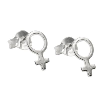 Stud earring 9x5mm symbol femininity shiny silver 925