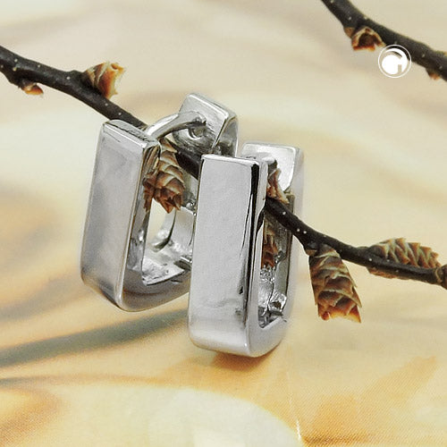 Creolen „12×4 mm Square“ Silber 925 – glänzend & rhodiniert