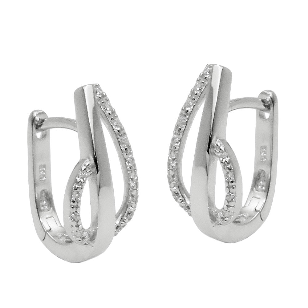 Creole 18x9mm folding hinge zirconia matt-shiny rhodium-plated silver 925