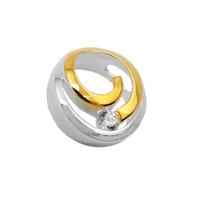 Pendant 11.5mm circle with spiral bicolor and zirconia silver 925