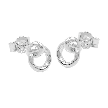 Stud earrings 7x6mm small circle with knot silver 925