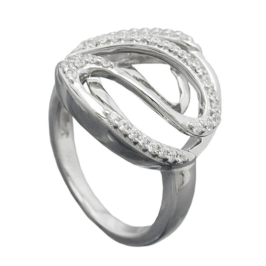 Ring 20mm mit vielen Zirkonias glänzend rhodiniert Silber 925