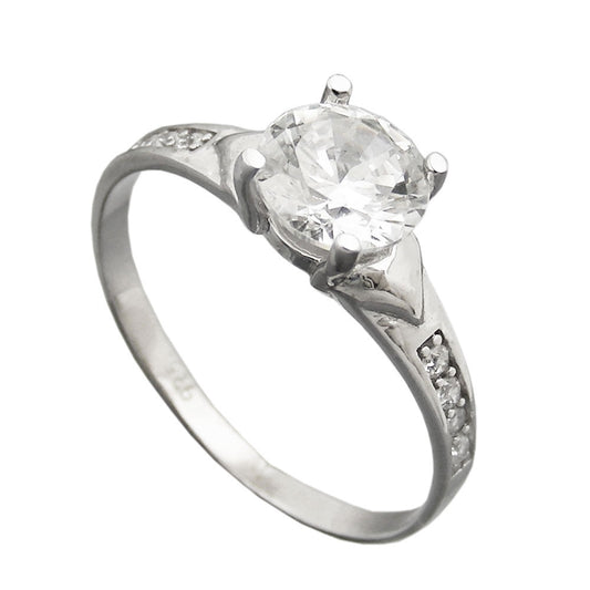 Ring 8mm Zirkonias glänzend rhodiniert Silber 925