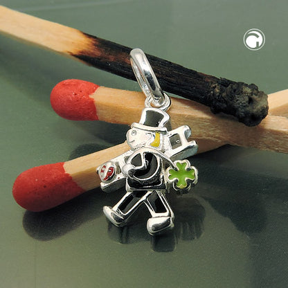 Pendant 12x10mm chimney sweep 4-color lacquered silver 925