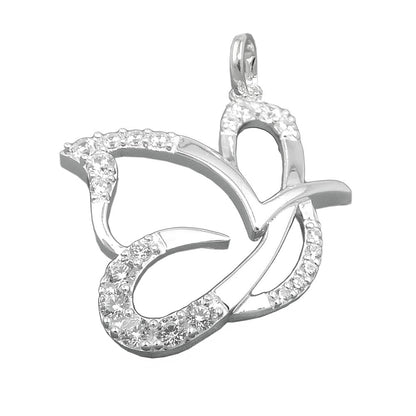 Pendant 17x19mm stylized butterfly with zirconias silver 925