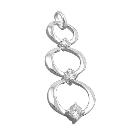 Pendant 32x13mm 3 rings on top of each other zirconias silver 925