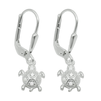 Ear clip earrings 25x7mm turtle zirconias shiny silver 925