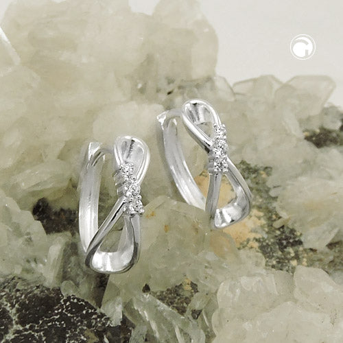 Creolen Klappscharnier Ohrringe „14×5 mm Schlaufe & Unendlichkeit“ Silber 925 – zeitlos & elegant