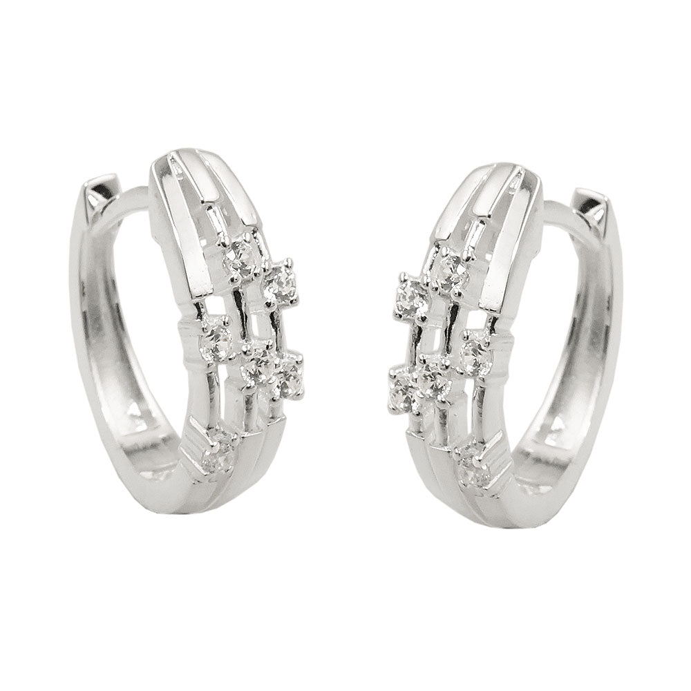 Creolen „15×13×5 mm Zirkonia & Klappscharnier“ Silber 925 – elegant & funkelnd