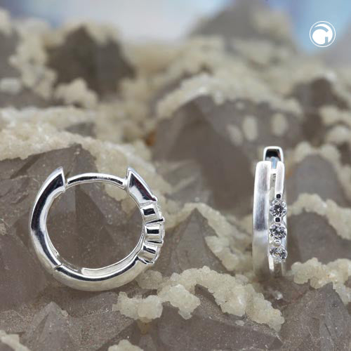 Creolen „13×3×4 mm Zirkonia matt-glänzend“ Silber 925 – zart & elegant