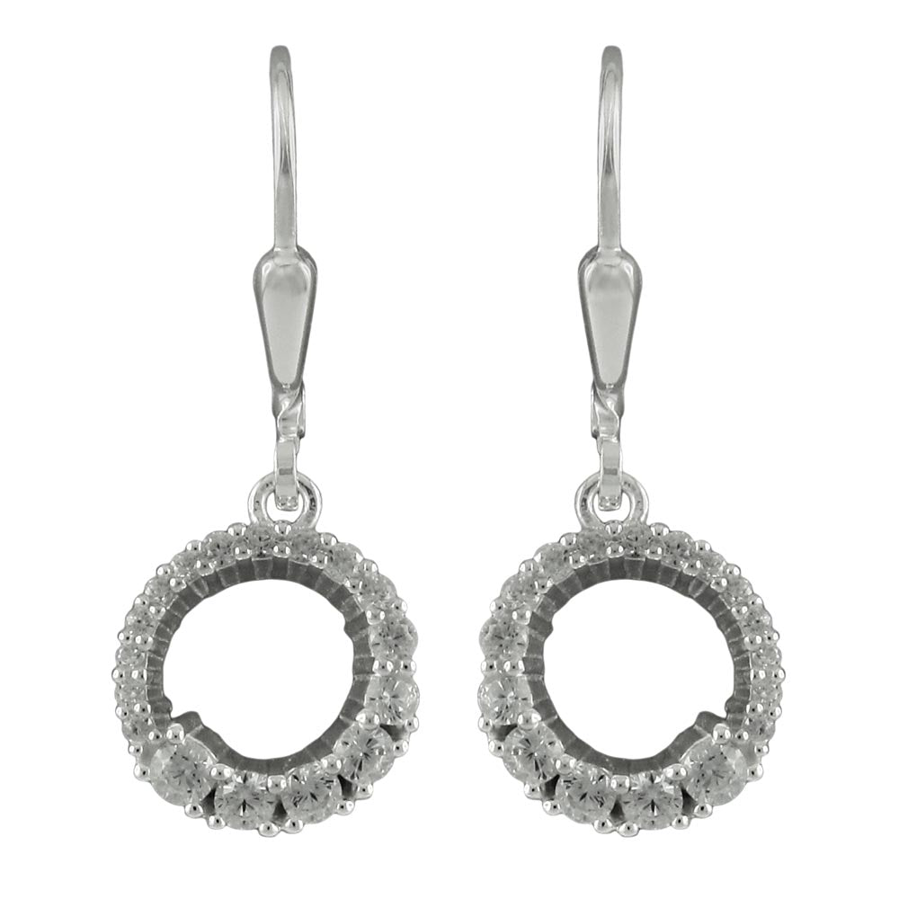 Ear leverback earrings earrings 26x10mm circle with zirconias silver 925