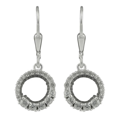 Ear leverback earrings earrings 26x10mm circle with zirconias silver 925