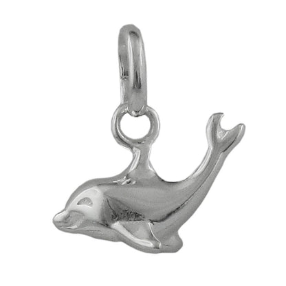 Pendant 12x7mm dolphin shiny silver 925