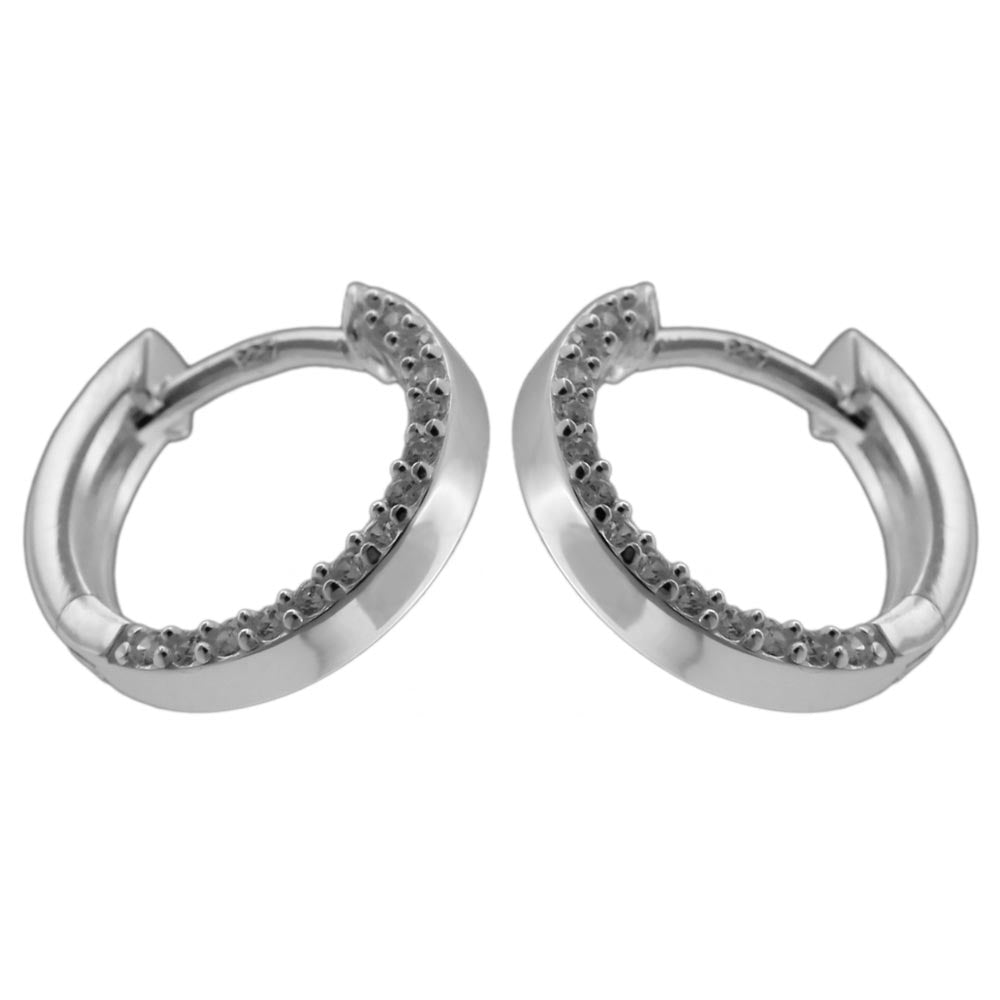Creolen „13×2 mm Zirkonia“ Silber 925 – zart & funkelnd