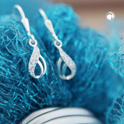 Ear leverback earrings earrings 25x6mm drops with zirconias silver 925