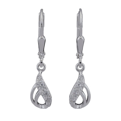 Ear leverback earrings earrings 25x6mm drops with zirconias silver 925
