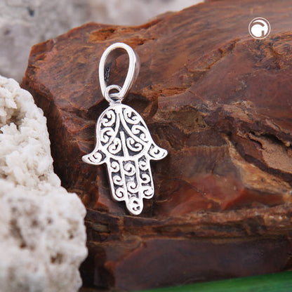 Pendant 16x12mm hand filigree oxidized silver 925