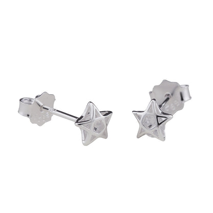 Stud earrings 6mm star pentagram zirconia white silver 925