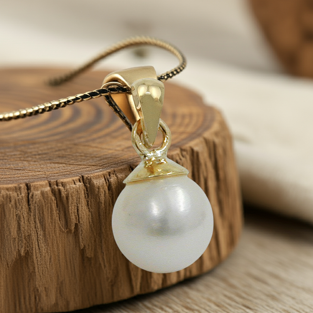 Pendant approx. 6mm freshwater pearl round 9Kt GOLD