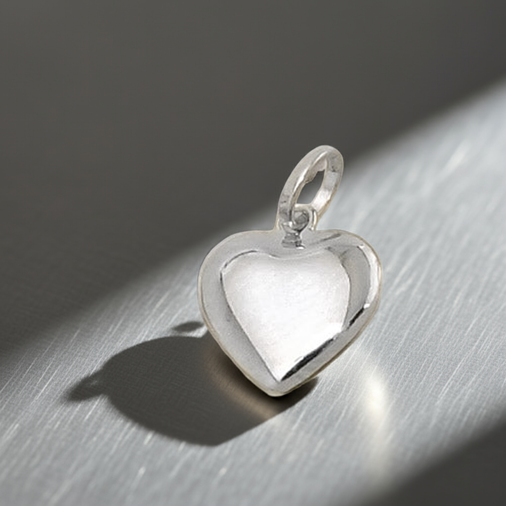 Anhänger „10 mm Herz rhodiniert“ Silber 925 – puristisch & glänzend