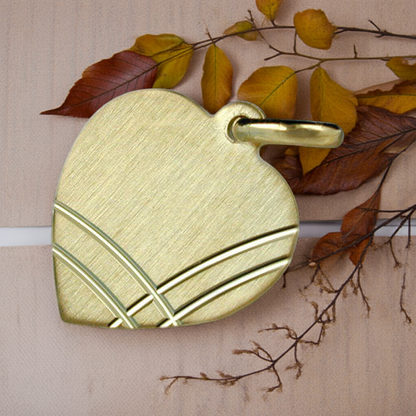 Pendant 14x13mm heart engraving pendant matt diamond-cut 9Kt GOLD