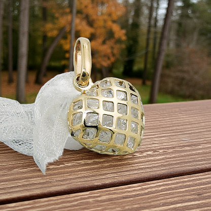 Pendant 11x12mm heart filled with small zirconias 9Kt GOLD